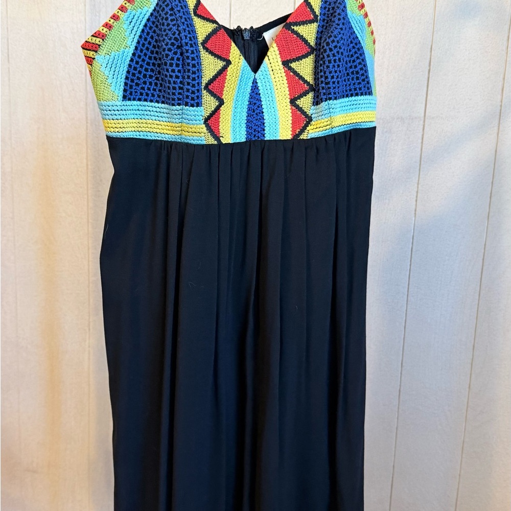 lovestitch Black Dress with Multicolor Crochet Yoke